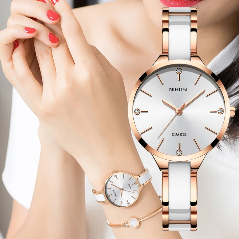 

NIBOSI Fashion Ceramic Bracelet Women Watch Top Luxury Brand Waterproof Quartz Watch часы женские Relogio Feminino Montre Femme