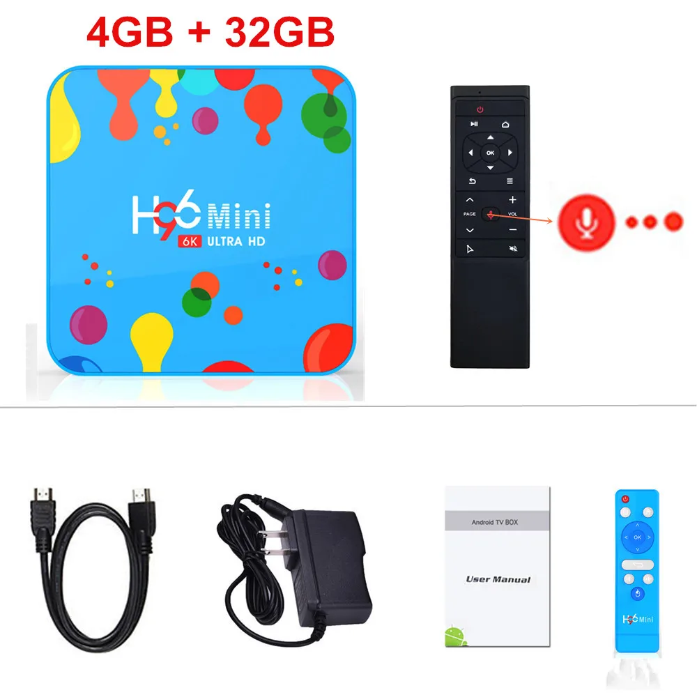 4G32G MT12 voice H96 мини 4 Гб ОЗУ 32 Гб 128 Гб ПЗУ ТВ приставка Android 9,0 Allwinner H6 четырехъядерный 6K H.265 5G Wifi Youtube 4K смарт медиаплеер H96 MAX - Цвет: 4G32G MT12 voice