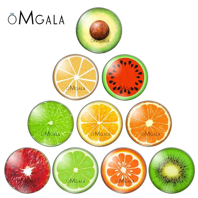 Арбуз апельсин киви 10 шт. Смешанные Круглые Стеклянные Кабошоны 12 мм/18 мм/20 мм/25
