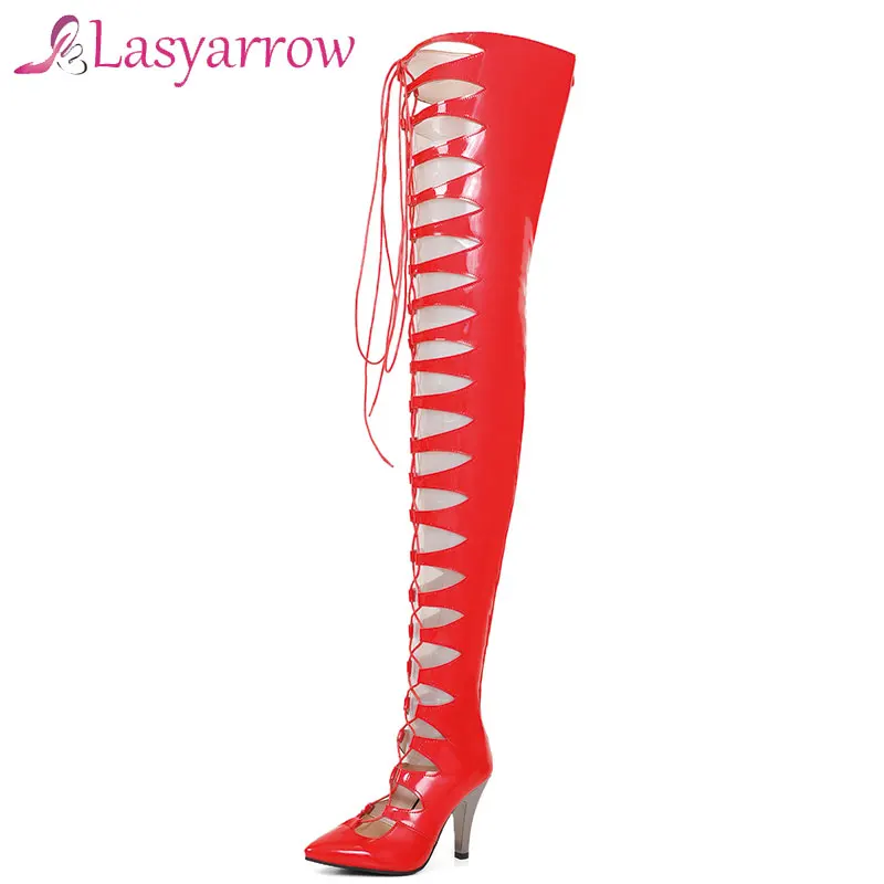 Jual Lasyarrow Sepatu Bot Wanita Berenda Ujung Lancip Gaya Roma Sepatu Hak Tinggi Modis Berongga Di Atas Lutut Sandal Sepatu Platform