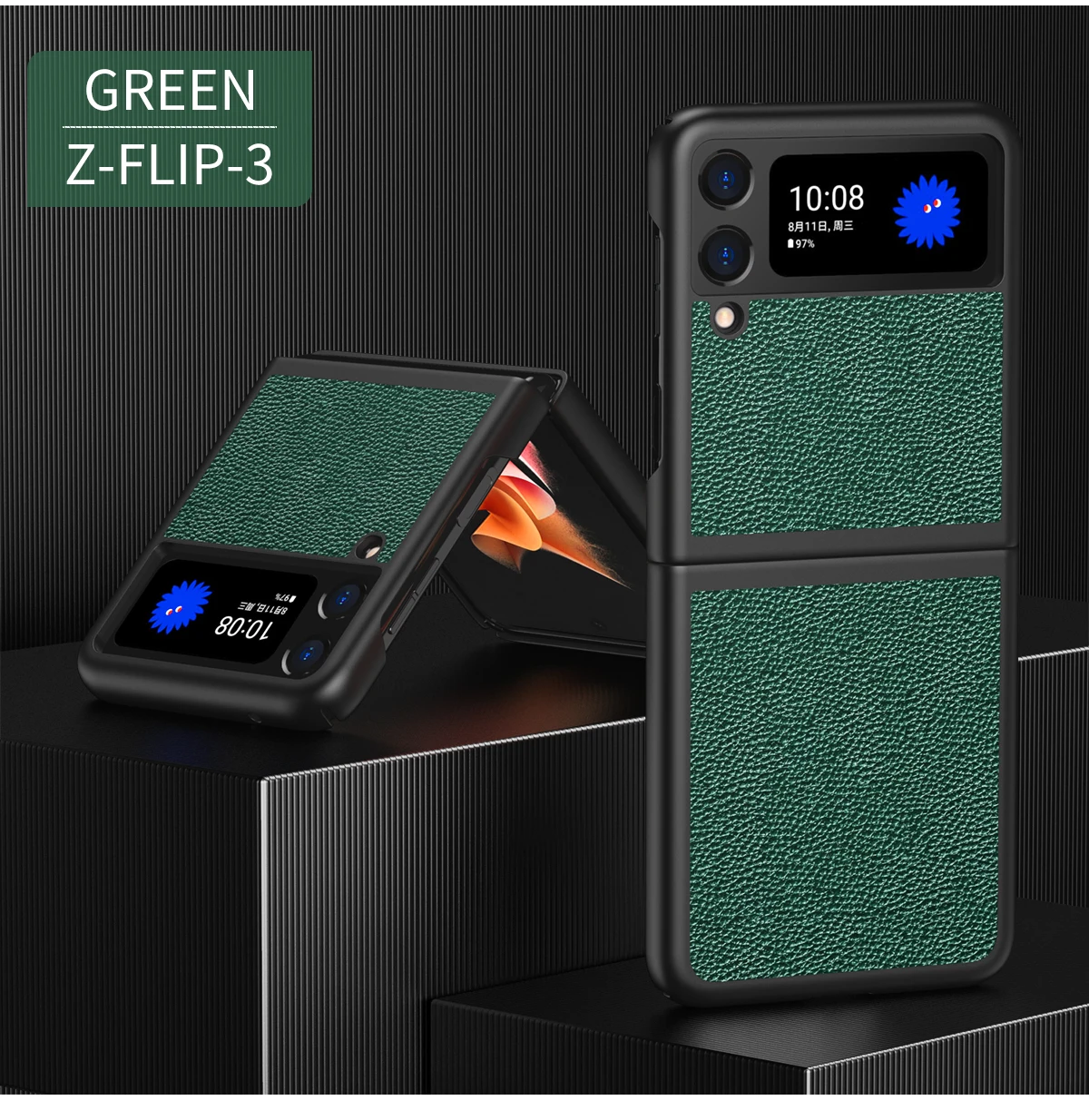 

Роскошный кожаный чехол для телефона с текстурой личи для Samsung Galaxy Z Flip 3 5G противоударный полноразмерный защитный жесткий корпус из поликар...