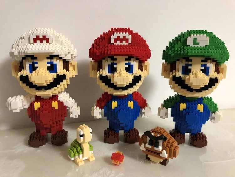Bloques de construcci&oacute;n de Super Mario para ni&ntilde;os, 1350 piezas, rojo, Micro bloques, DIY, figuras de subasta de dibujos animados, juguetes para ni&ntilde;os, regalos para ni&ntilde;os, 9003-5