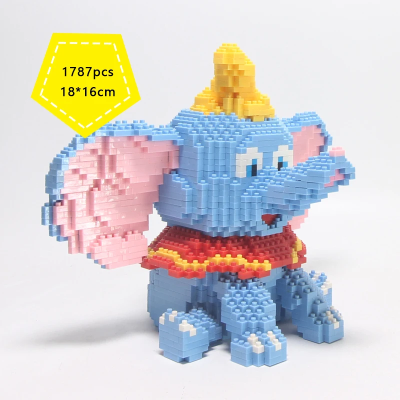 

2 Style Funny Lovely Cartoon Dumbo building bricks MOVIE micro diamond block block Elephant educational toys for children gift