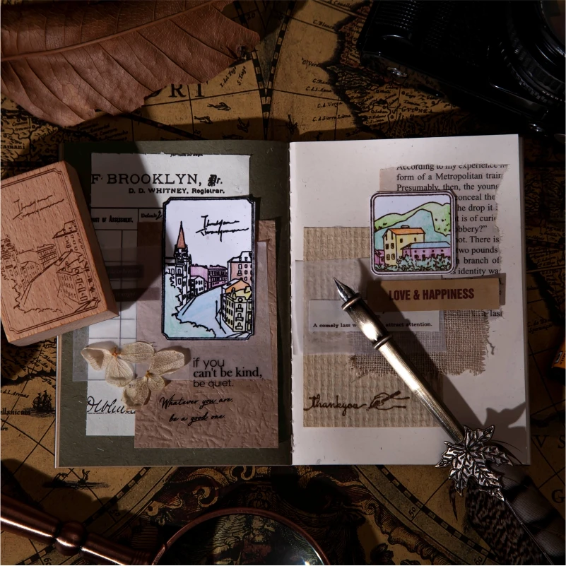 Dream городская серия пейзаж Деревянный Почтовый штамп изготовления открыток