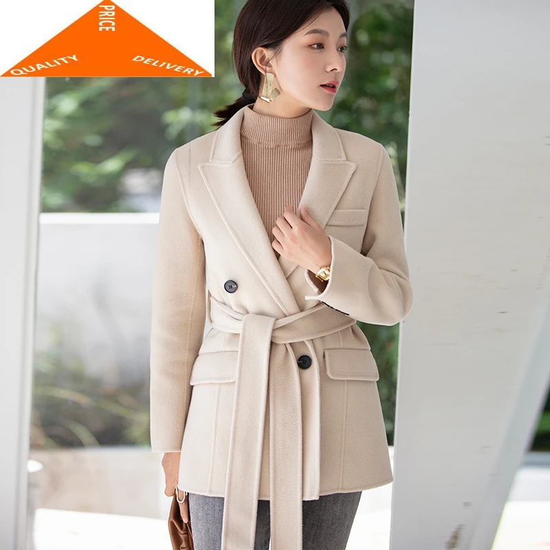 

Autumn 100% Spring Wool Coat Female Elegant Ladies Vintage Woolen Jacket Women Abrigo Mujer 2020 Korean Blend Coats 9929