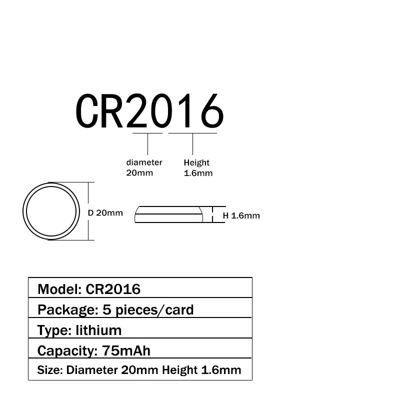 

CR2016 Button Batteries 75mAh 500pcs LM2016 BR2016 DL2016 Cell Coin Lithium Battery 3V CR 2016 For Watch Electronic Toy Remote