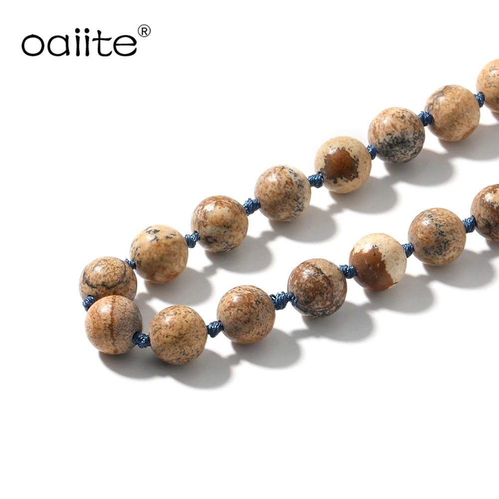 

OAIITE Self-Discovery Unisex Yoga Meditation 108 Mala Beads Necklace 8mm Natural Stone with Tassel