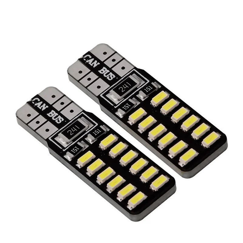 

500pcs/lot Wholesale T10 canbus led 24led 3014 smd t10 Led Canbus Car Smd Light + w5w 194 t10 24smd led Bulb No Obc Error led