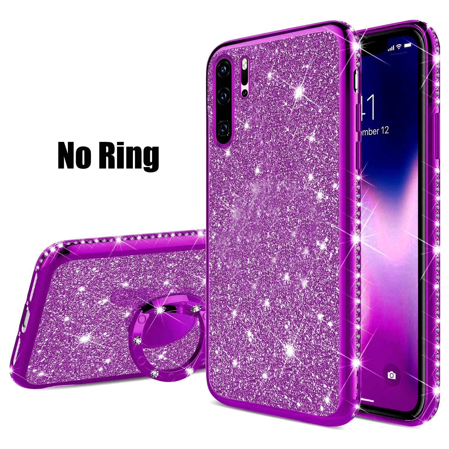 Палец кольцо Алмазный Мягкий чехол для HUAWEI P20 P30 Lite Pro P Smart Z P10 Nova 3 3i HONOR 7X 8X mate 20 10 блестящий чехол