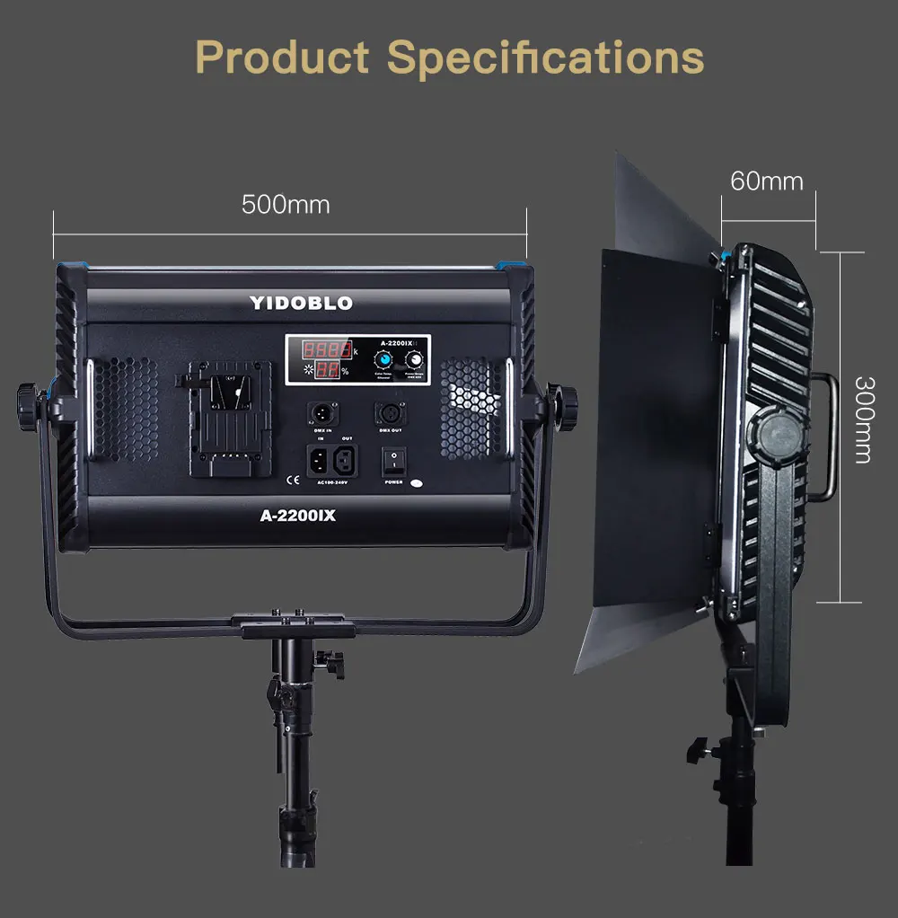 

Photographic Lighting Daylight Photo Studio Video Ligh 70W Yidoblo A-2200IX LED Panel Lamp 5500K for Youtube Fill Cold Lighting