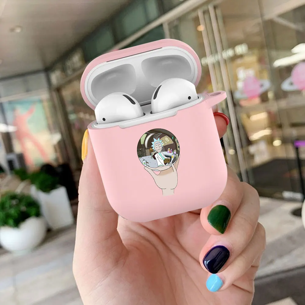 

Cartoon Funny Rick Morty Soft TPU Earphone Case For Apple iPhone Charging Box For AirPods Pro Pink matte Protective Accessories