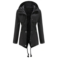 windbreaker new fashion coat long sleeves hooded coat zip jacket waist collection casual sport women clothes plus size