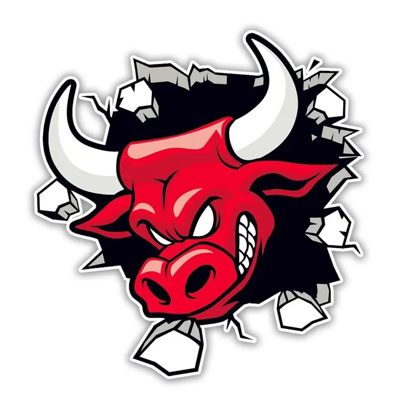 Печатный самоклеющийся наклейки на авто Красный сердитый бык водонепроницаемые