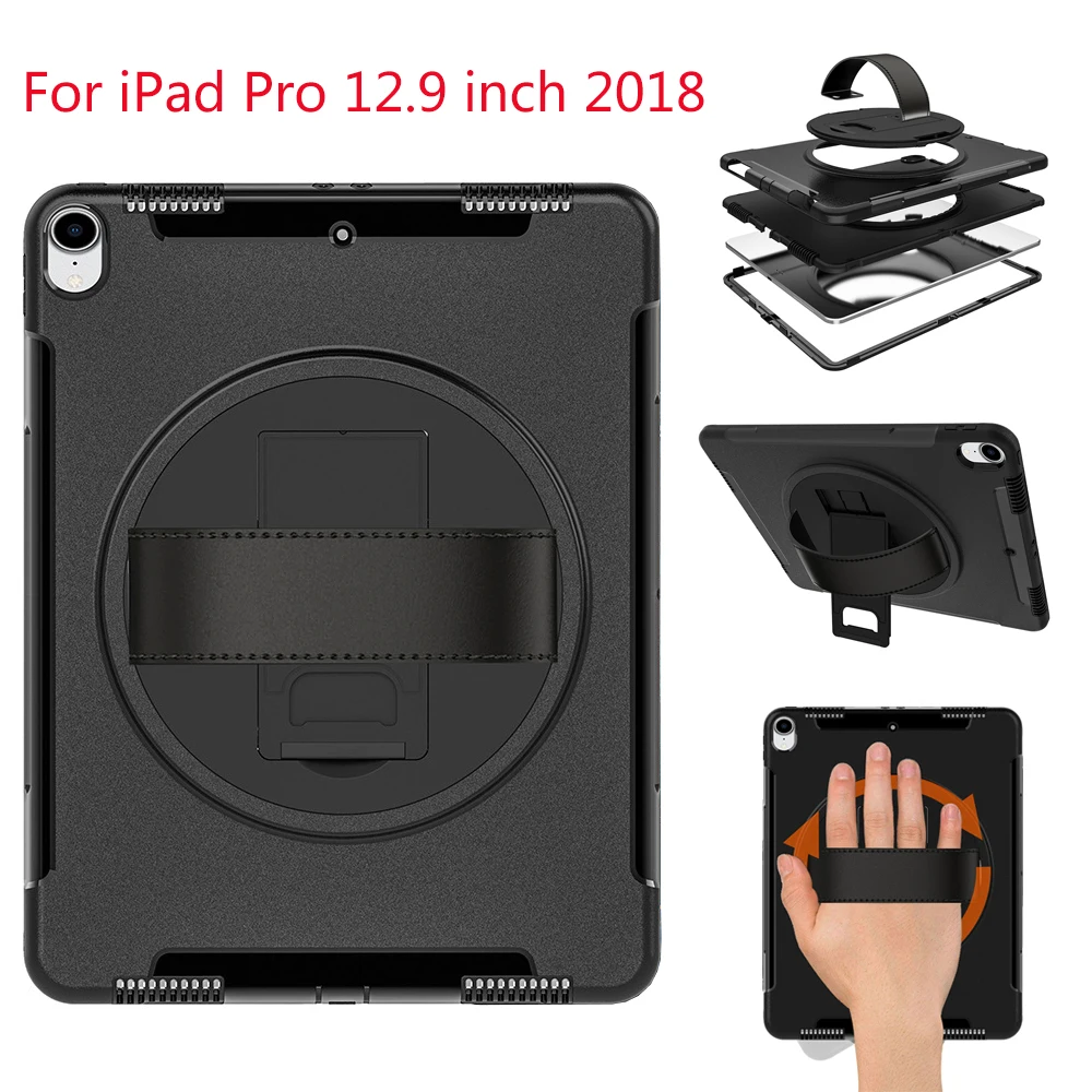 Miesherk Чехол для iPad Pro 12,9 дюйма 3-го поколения планшет с поворотом на 360 ручной ремешок противоударный защитный чехол FTL01