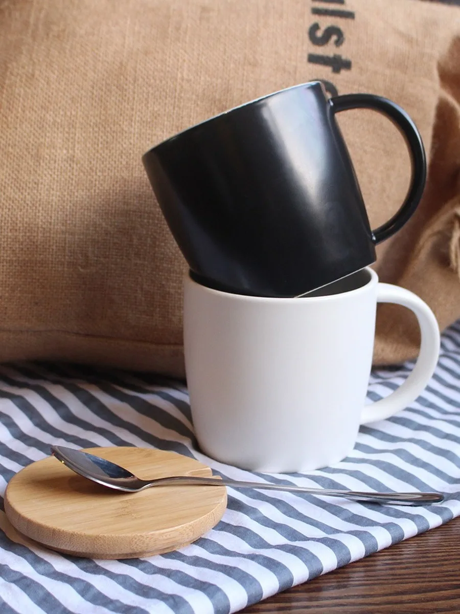 Керамическая кружка с покрытой ложкой для пар кофе чашка из молочной стали офис