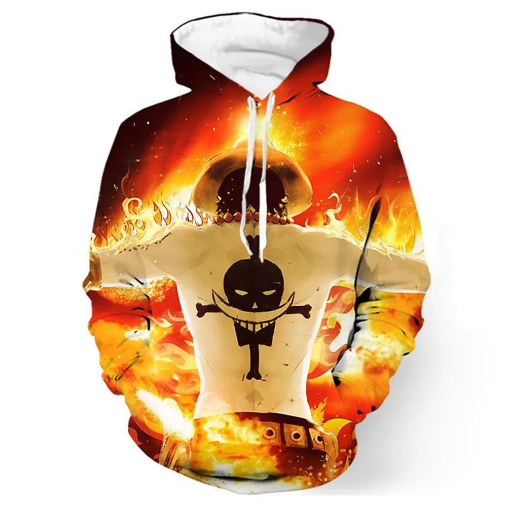 Аниме цельные толстовки с 3D принтом пуловеры спортивная одежда Луффи Эйс прау