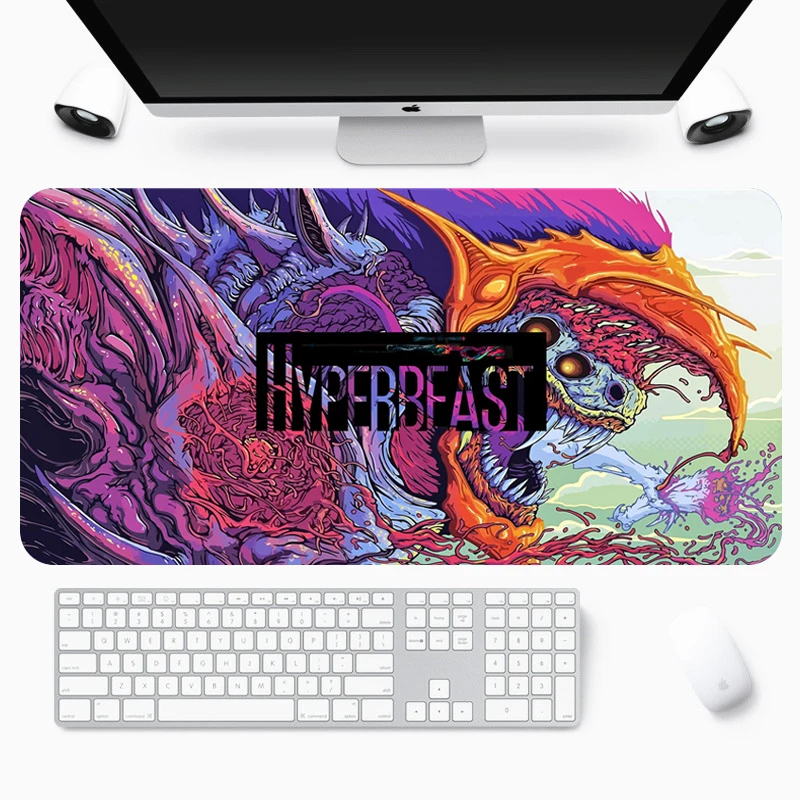 

Игровой коврик для мыши Hyper Beast XL, большой игровой коврик для мыши, нескользящий коврик с фиксируемой кромкой, Модный Резиновый коврик для кл...