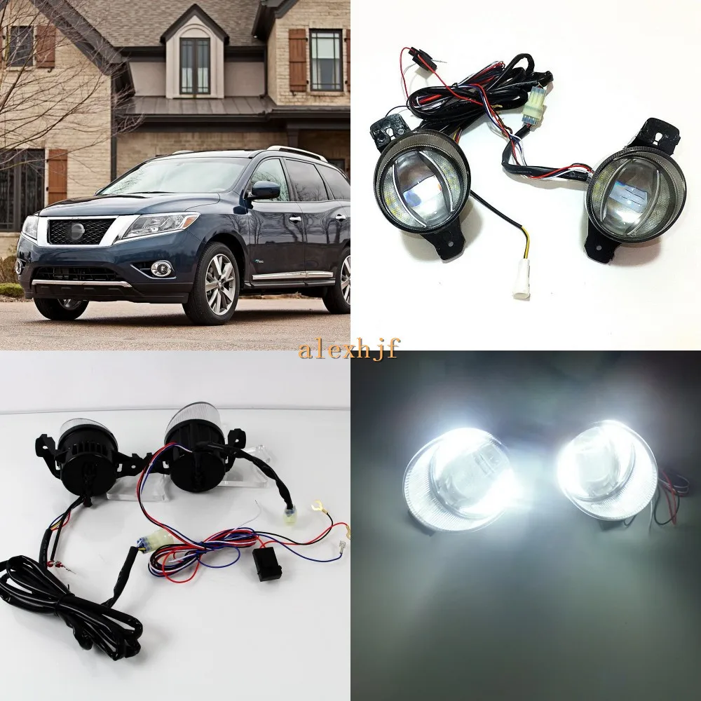 

July King 1600LM 24W 6000K LED Light Guide Q5 Lens Fog Lamp+1000LM 14W Day Running Lights DRL Case for Nissan Pathfinder 2013-16