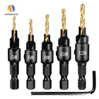 Набор сверл с потайной головкой, с шестигранным хвостовиком и титановым покрытием, для деревообработки, набор ручных инструментов #5 #6 #8 #10 #12, 56 шт.