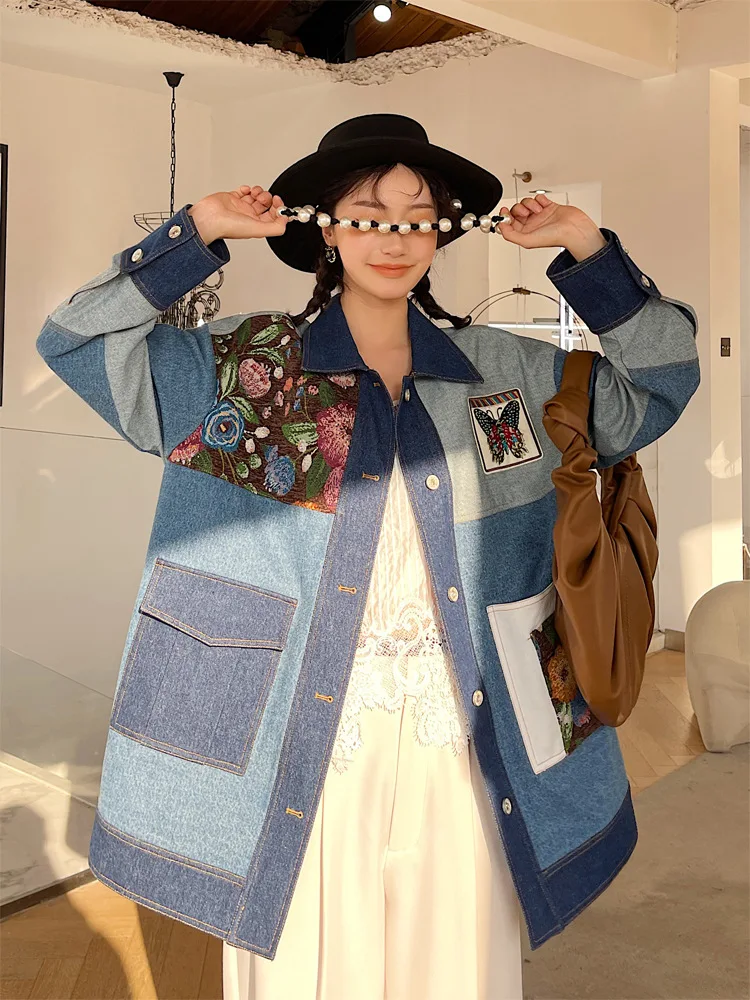 

2021 Spring New Women's Jackets Embroidery Patchwork Coats And Jackets Female Beautiful Girl Coat Jacket Spring Autumn Outerwear