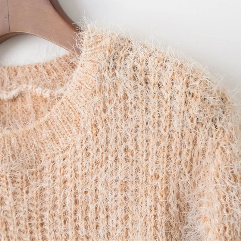 Женский пуловер с длинным рукавом Artguy повседневный укороченный свитер пушистый