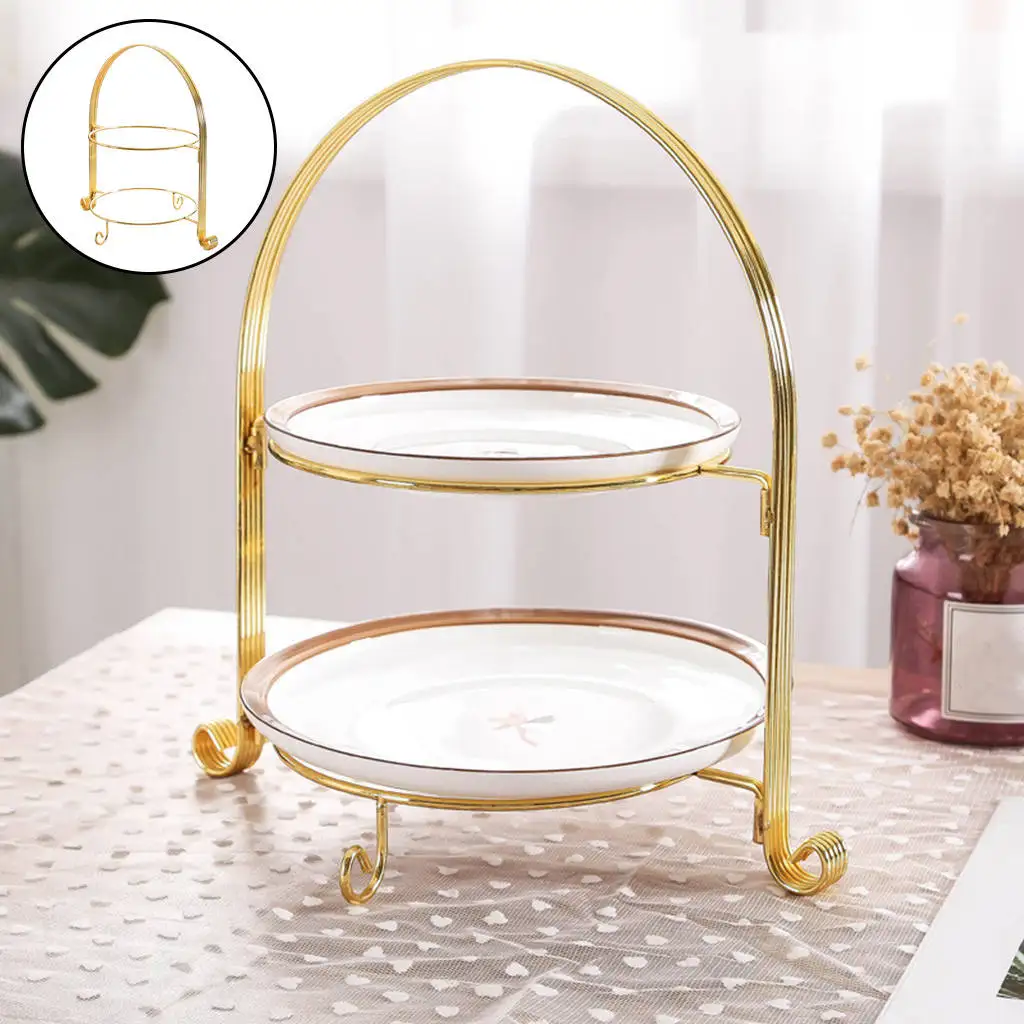

Fruit Plate Rack Iron 2 Layer Snack Rack Pastry Fruit Perfume Jewelry Storage No Plates Bedroom Countertop Decoration Gift