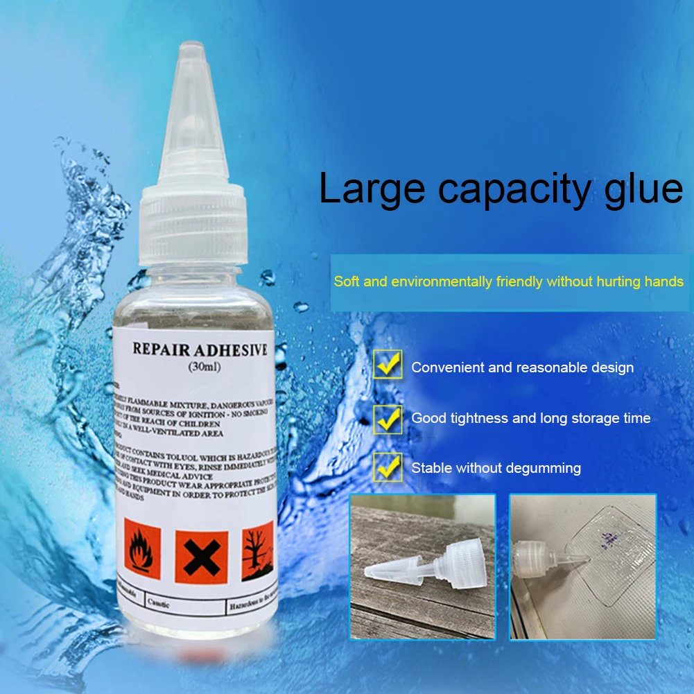 Repair Kit PVC Patch+ Glue + Brush Waters Toy Inflatable Kayak Boat Paste Tool Swimming Ring Accessory Practical Bouncy Castle | Спорт и