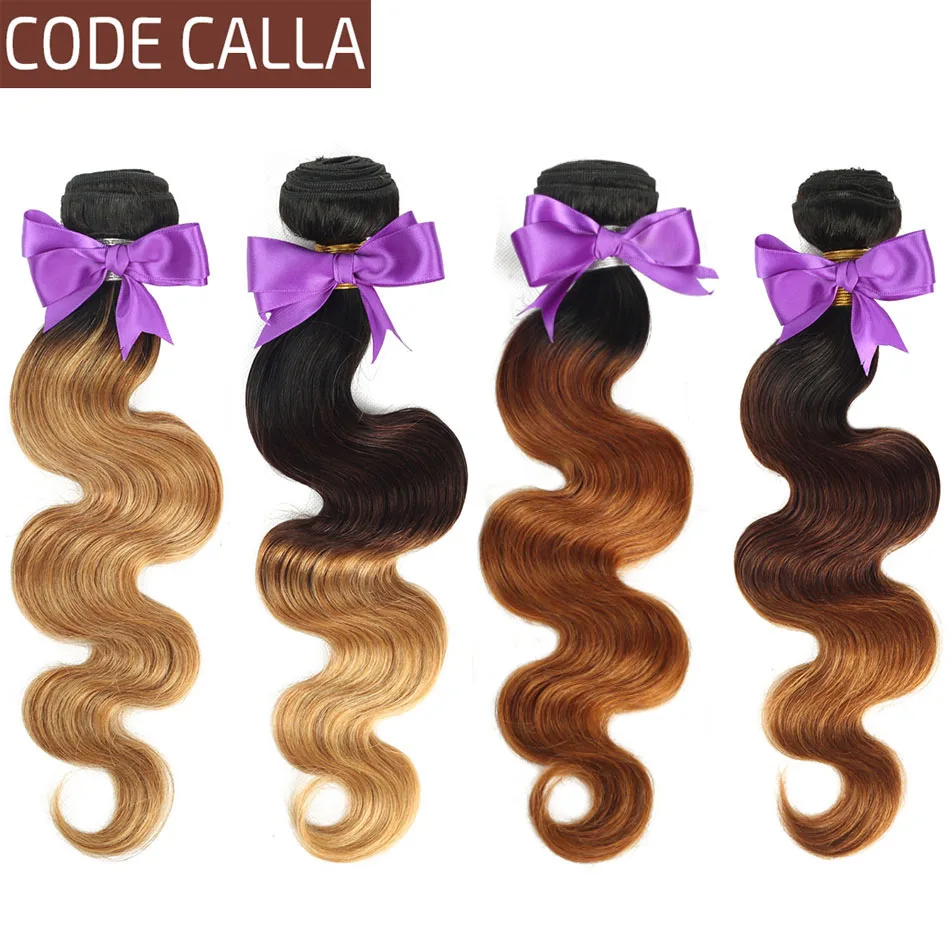 

Ombre Brazilian Body Wave Human Hair Weaving 1/3/4 Bundles Deal Auburn Ombre Color Remy Hair Extensions Code Calla Wavy Hair