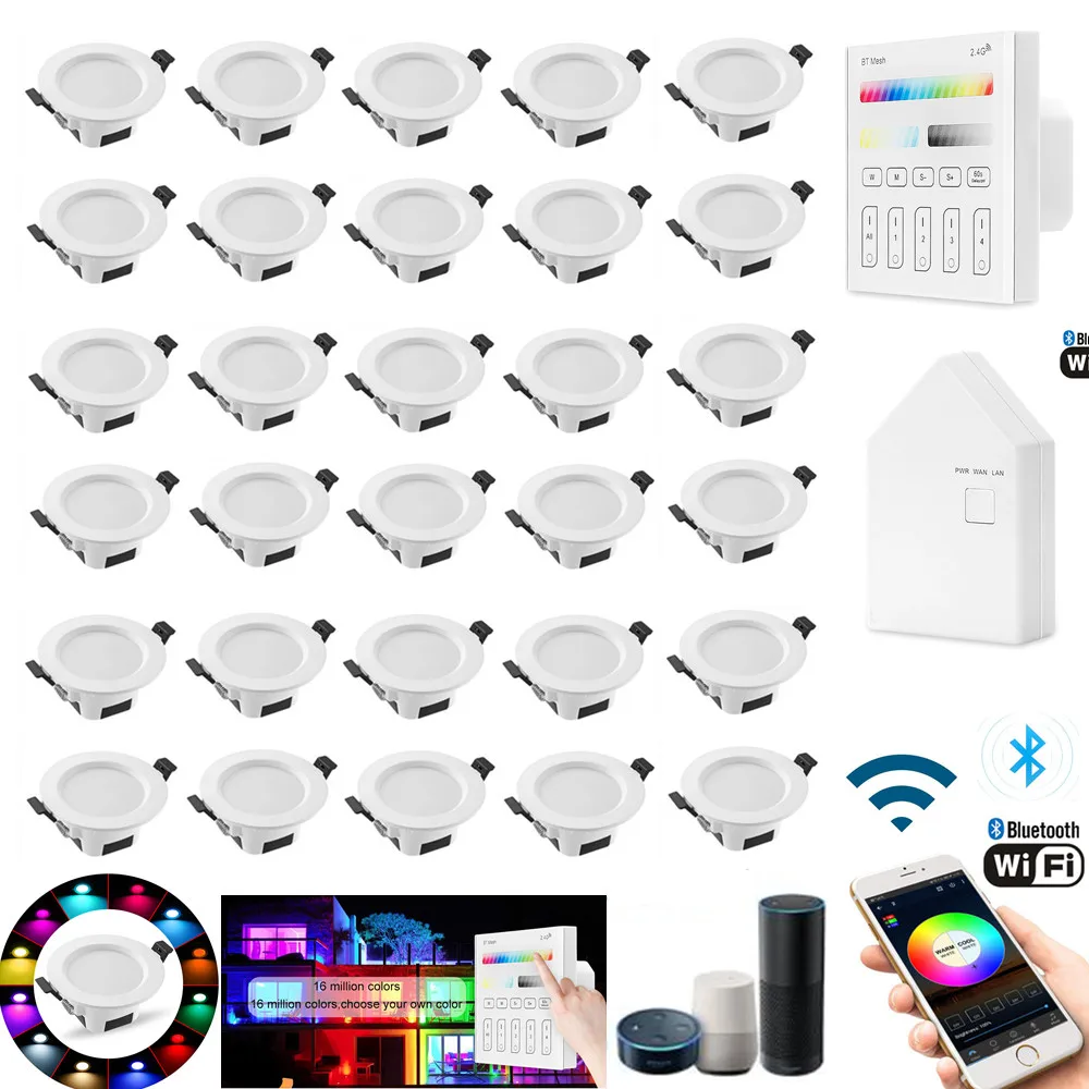 Светодиодный потолочный светильник RGB 30X Теплый Холодный белый RGBWC WIFI / Bluetooth