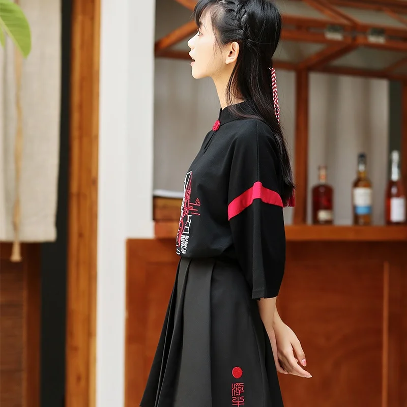 Женское платье Ципао Повседневная рубашка в стиле Харадзюку готическом 10199|Топы|