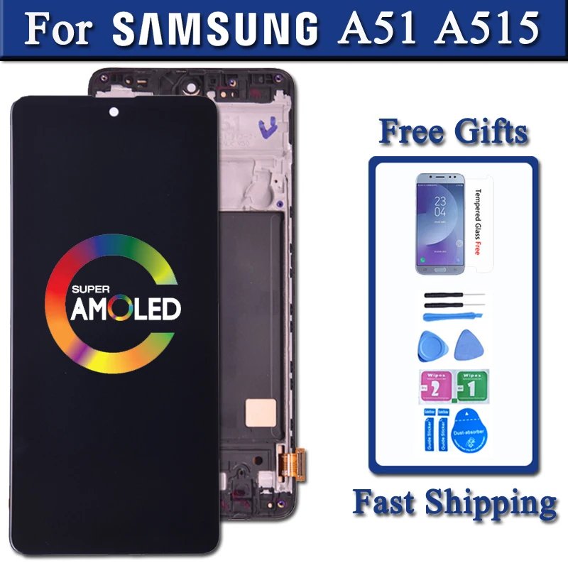 6.5'' Super AMOLED Display For Samsung Galaxy A51 LCD A515 A515F A515F/DS A515FD LCD Screen Touch Digitizer Assembly