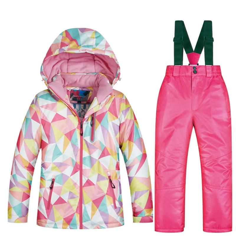 LFSJ PINK Детский лыжный костюм, детский брендовый ветрозащитный водонепроницаемый теплый зимний комплект для девочек и мальчиков, зимняя Лыжная куртка и штаны для сноуборда - Цвет: LFSJ PINK