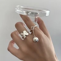 new arrival 30 silver plated sweet lucky flower ladies engagement ring jewelry high quality gift never fade
