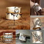 Винтажные резные кольца с животными и цветами серебряного цвета, широкое кольцо на палец, оптовая продажа, роскошные ювелирные украшения для годовщины, банкета, помолвки, свадьбы