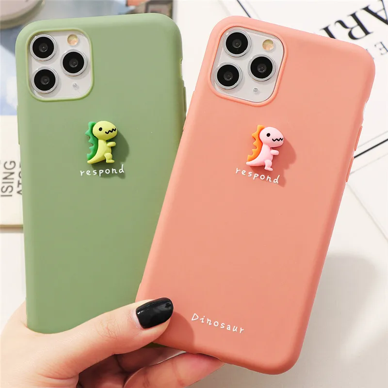 3D цветной чехол с динозавром для iPhone 11 Pro X XS Max XR Мягкая силиконовая задняя крышка 6