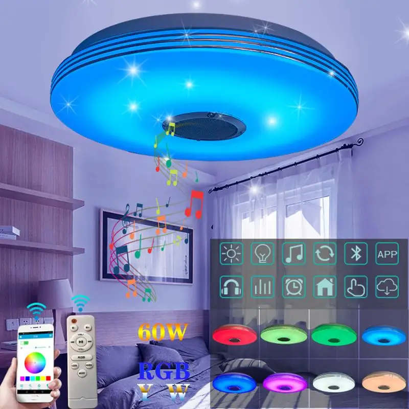 

110V/220V LED Ceiling Lights with Dimmable RGB Bluetooth Music for Livingroom 36/60W APP Control Remote Control Lamp