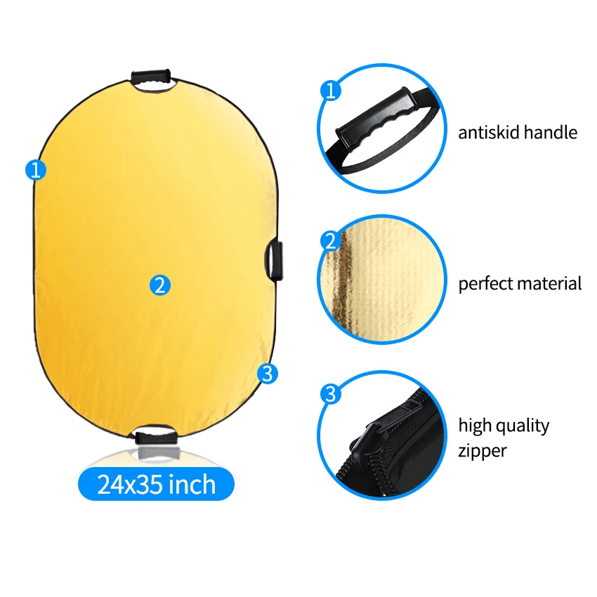 60x90cm Reflector Photography Light Diffuser Portable Camera Light Reflector with Carry Case Reflector For Photography 5 in 1