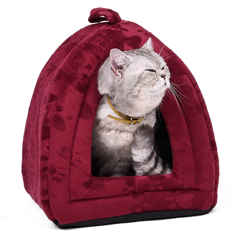 Прямая поставка, складной домик для кошек, кошек, котят, кровать, Cama Para Cachorro, мягкий дом для собак, кошек, собак, домашняя форма, красный, зеленый - Цвет: Gw0022 red