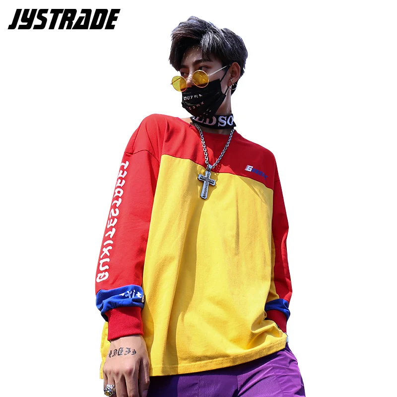 Японские футболки с длинным рукавом для пар в стиле хип-хоп Харадзюку футболка