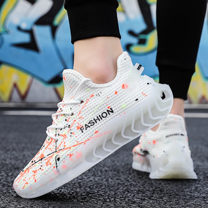 

Fashion Men Tennis Sport Shoes Luminous Casual Blade Platform Sneakers Casual mesh Running Training Walking Footwear Men's Shoes