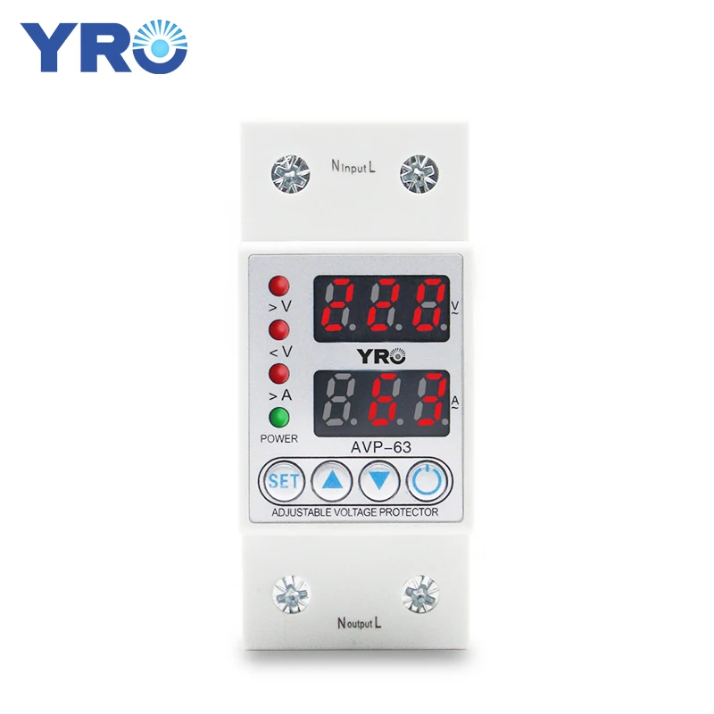 Din-рейка с двойным дисплеем регулируемое реле под напряжением и током 63 А 230 В |