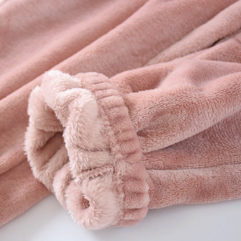 New autumn and winter couples flannel pajamas long-sleeved trousers 2-piece set of men's and women's home service suit thickened