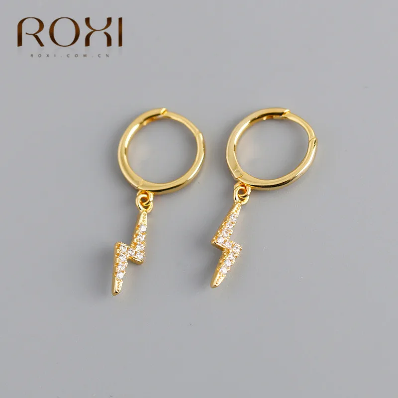 ROXI корейские персональные Стразы Подвеска с молнией маленькие серьги-гвоздики