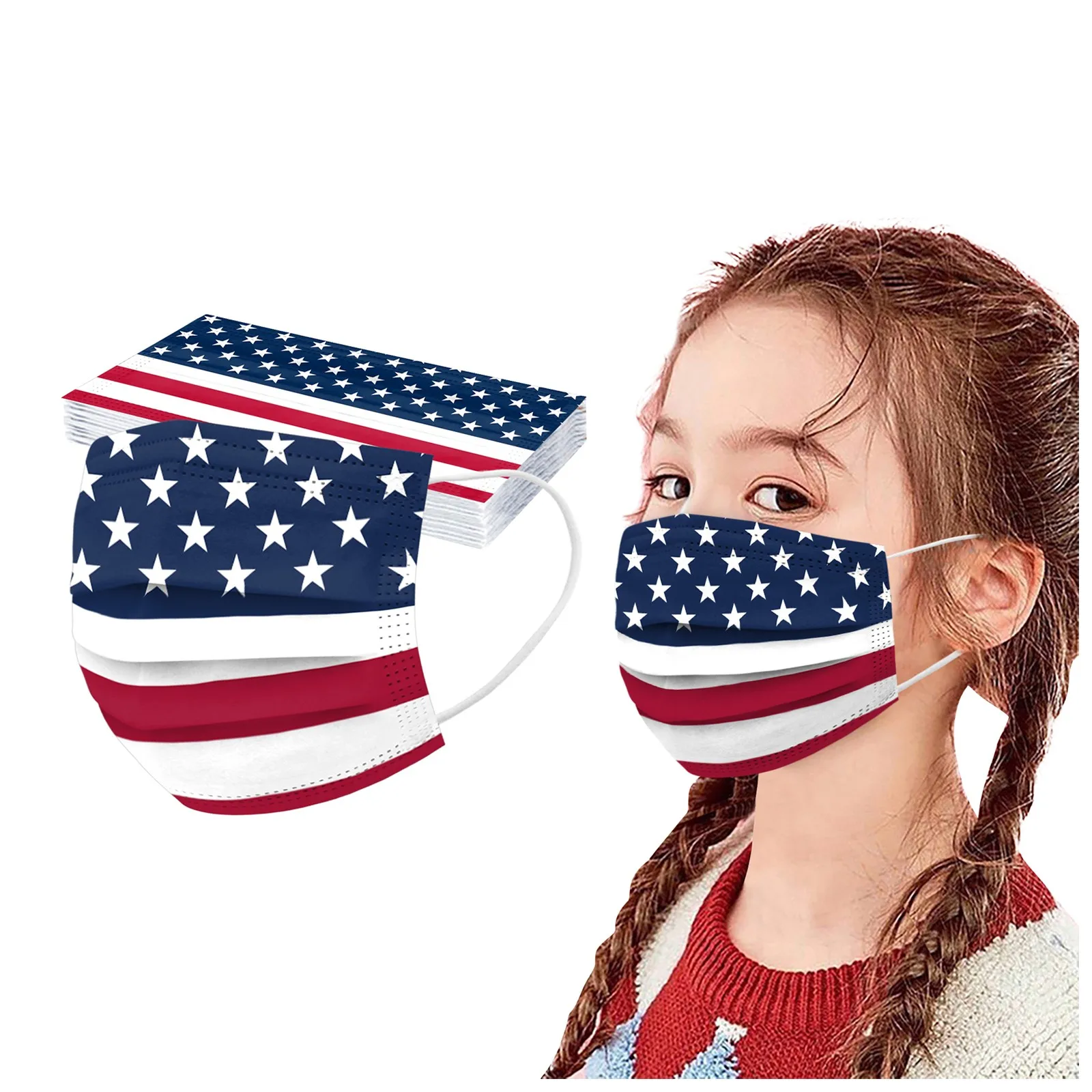 Маски одноразовые безопасные с принтом американского флага для взрослых маски