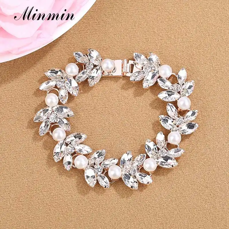 Minmin Роскошные браслеты из искусственного жемчуга для женщин серебро/золото цвет