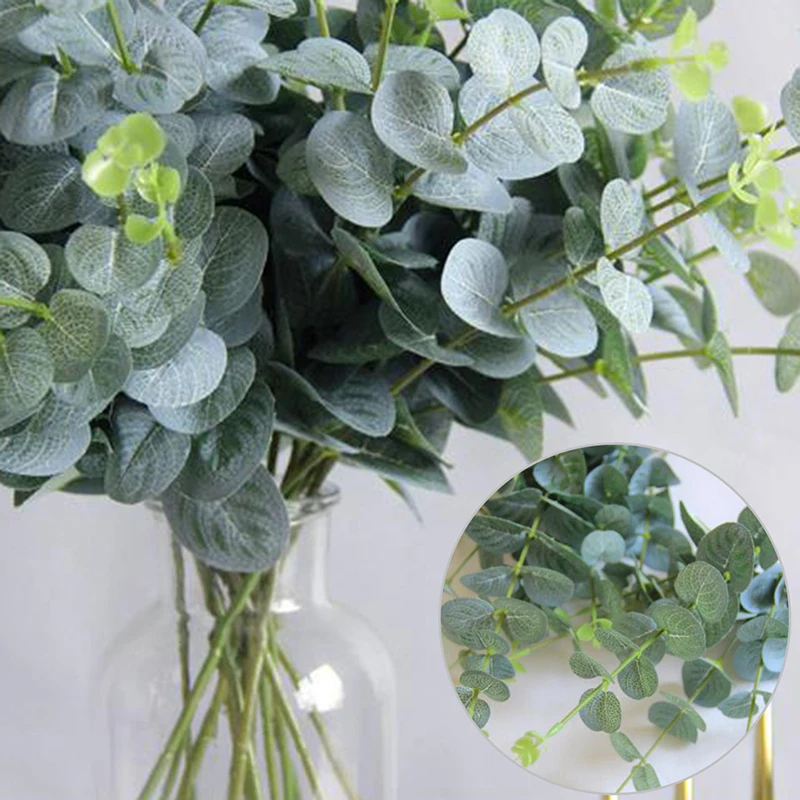 

Artificial Eucalyptus Leaves Stems Eucalipto Branches Artificial Fake Plants for Wedding Shooting Prop Home Decoration