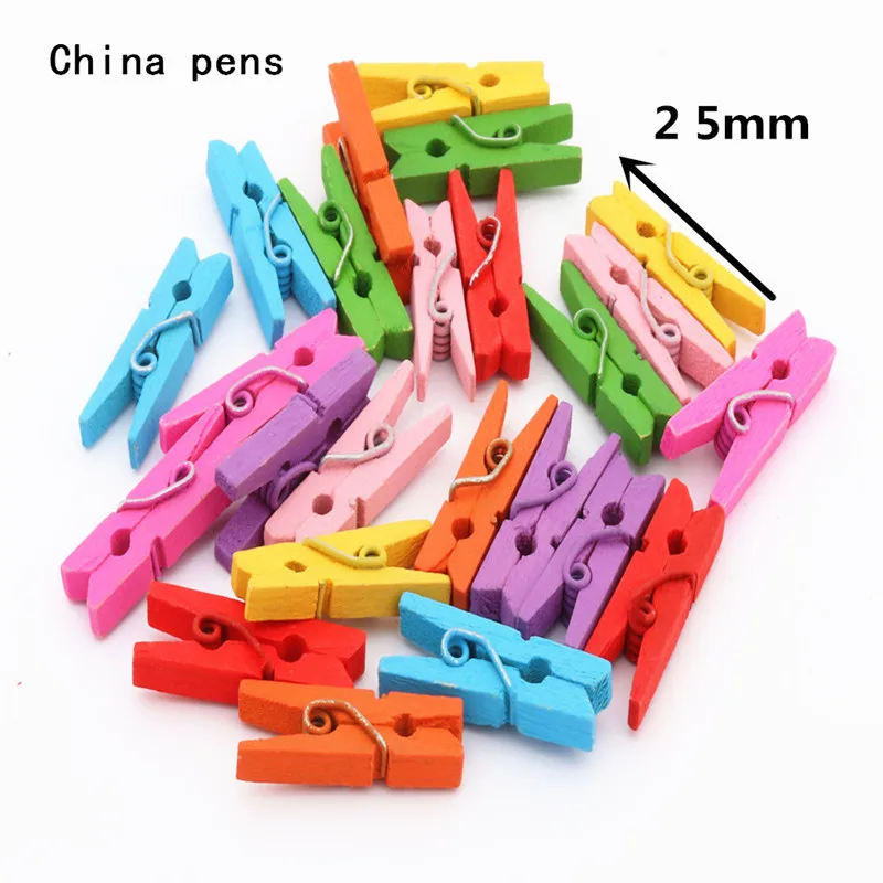 24pcs 25mm 25 мм, 35 мм, 45 мм, 60 мм, 72 мм, цветные деревянные колышки, зажимы для фото, прищепки, ремесло, декоративные зажимы, школьные офисные зажимы - Цвет: 24pcs 25mm