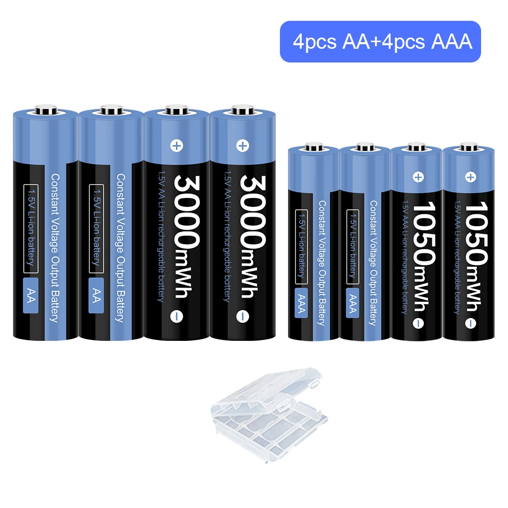 1.5v do Lítio da Bateria aa do Aaa 1050mwh + 1.5v aa da Bateria Recarregável do Li-íon do Lítio de 1.5v Bateria Recarregável aa