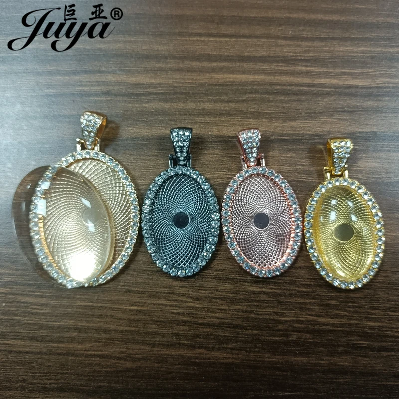 

3PCS Oval Cabochon Base Pendant Bezels Two Sizes Rhinestone Tray Diy Jewelry Making Findings For Handmade Photo Necklaces Crafts