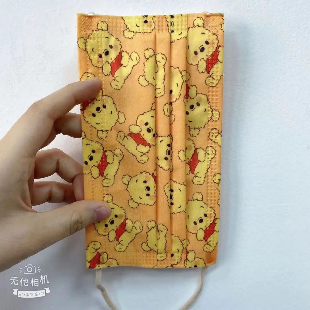 

Disney Pooh Bear Disposable Mask 50 pcs Bear Mask Adult Kid Mask Cartoon Cute Mask for Children No-woven Breathable Mask 50 pcs